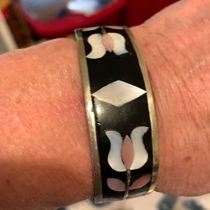 Silver and abalone in lead bracelet